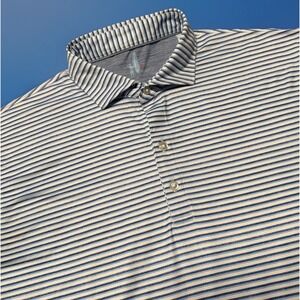 Johnnie O Featherweight Performance Golf Polo Shirt Blue Striped Mens Large UPF